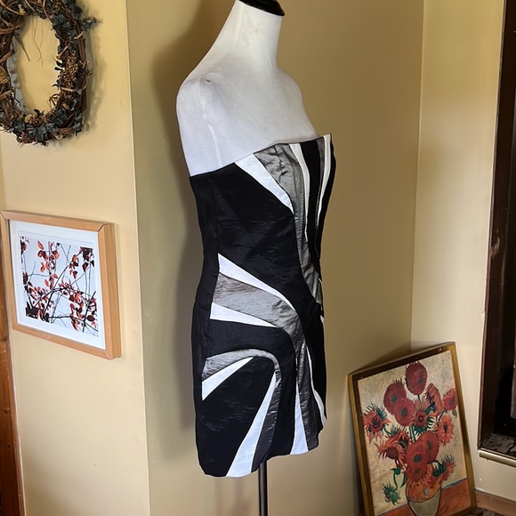 Vtg 80's JESSICA MCCLINTOCK Size 12 Colorblock Strapless Wave Neckline NEW - Picture 3 of 15